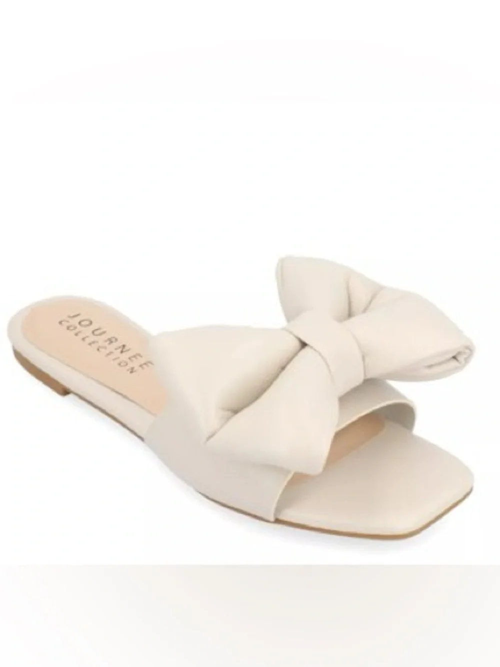 Journee Collection Women's Fayre Slide Sandal in the sand/ivory colorway Size 8